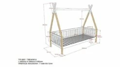 Sofabed Tipi -Wolkbed Winkel Bed Tipi verhoogd wit 3