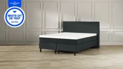 Boxspring Emma Deluxe Classic Vlak Met Gestoffeerd Matras En Poot Zwart