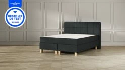 Boxspring Emma Deluxe Elegant Vlak Met Gestoffeerd Matras En Poot Naturel