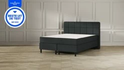 Boxspring Emma Deluxe Elegant Vlak Met Gestoffeerd Matras En Poot Zwart