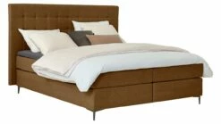 Boxspring Jade Vlak Met Gestoffeerd Matras -Wolkbed Winkel Boxspring Jade vlak met gestoffeerd matras cognac 4