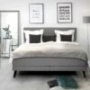 Boxspring Viggo Promo Vlak Met Gestoffeerd Matras -Wolkbed Winkel Boxspring Viggo Promo vlak met gestoffeerd matras oakland grijs