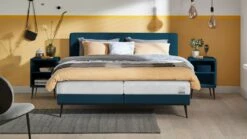 Boxspring Viggo Vlak Met Silver Pocket Deluxe Foam Matras -Wolkbed Winkel Boxspring Viggo vlak met Silver Pocket Deluxe Foam matras oakland blauw 2