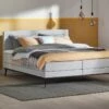 Boxspring Viggo Vlak Met Gestoffeerd Matras -Wolkbed Winkel Boxspring Viggo vlak met gestoffeerd matras oakland grijs
