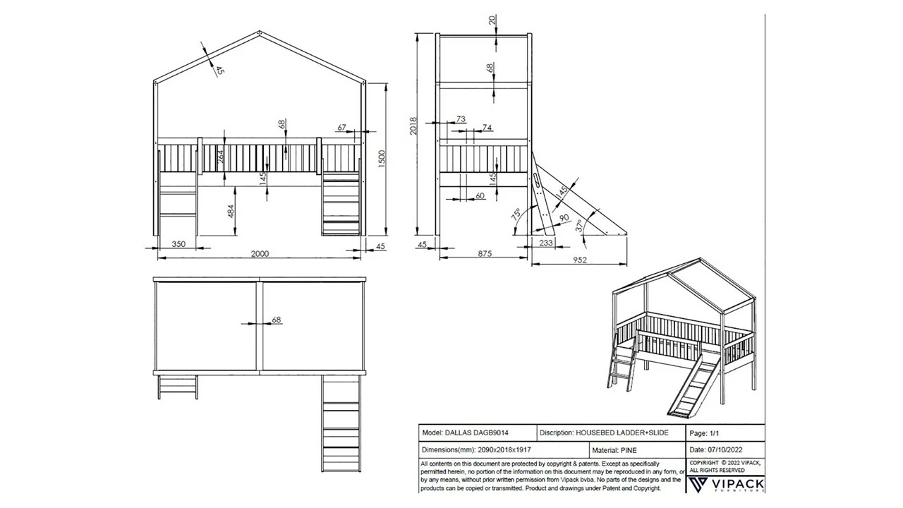 Halfhoogslaper Dallas Als Huis Met Glijbaan 6 Halfhoogslaper Dallas Als Huis Met Glijbaan - Afbeelding 4