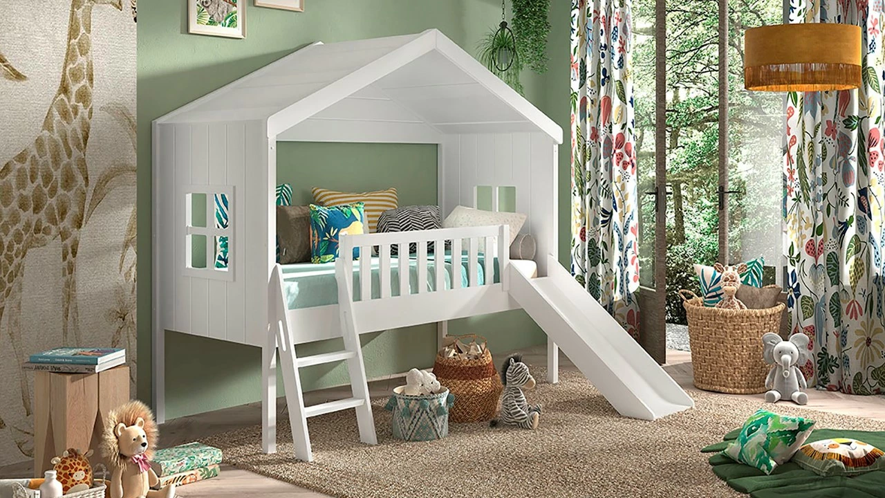 Halfhoogslaper HuisBed Met Glijbaan 3 Halfhoogslaper HuisBed Met Glijbaan