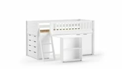 Halfhoogslaper Scott Met Bureau En 2 Commodes -Wolkbed Winkel Halfhoogslaper Scott met bureau en 2 commodes wit 1