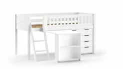 Halfhoogslaper Scott Met Bureau En Commode -Wolkbed Winkel Halfhoogslaper Scott met bureau en commode wit 1