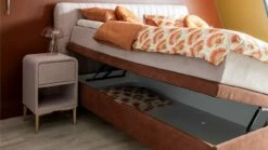 Opbergbox Ruby Vlak Met Gestoffeerde Matras -Wolkbed Winkel Opbergbox Ruby vlak met gestoffeerde matras roze bruin 2