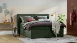 Opbergboxspring Pearl Vlak Met Gestoffeerd Matras -Wolkbed Winkel Opbergboxspring Pearl vlak met gestoffeerd matras hunter 2